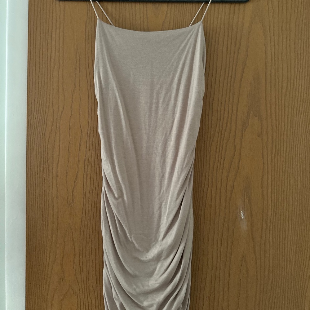 Square neck ruched mini dress